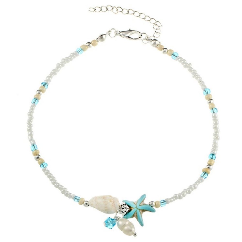 Starfish Charm & Seashell Beaded Ankle Bracelet NWT